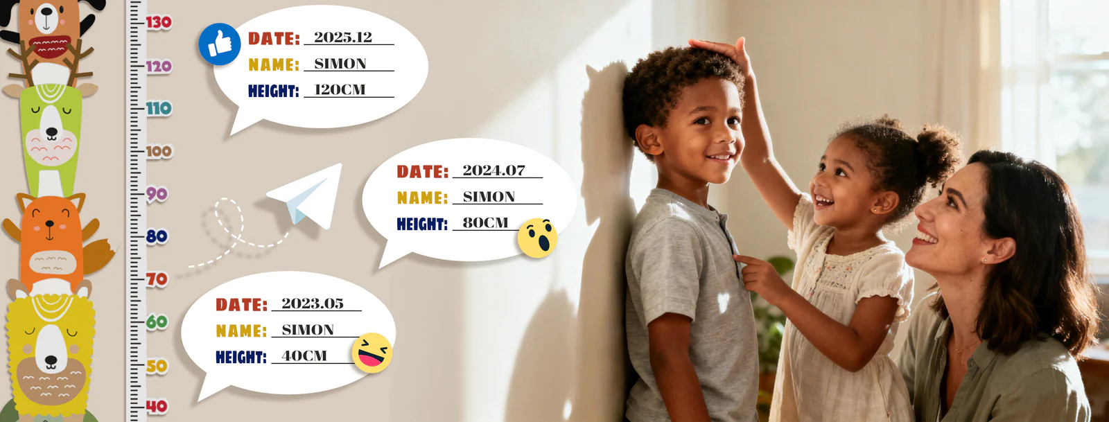 Wooden height chart for kids