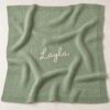 Sage green knit blanket embroidered Layla