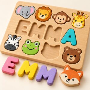 Close view of removable EMMA letters and fox face piece