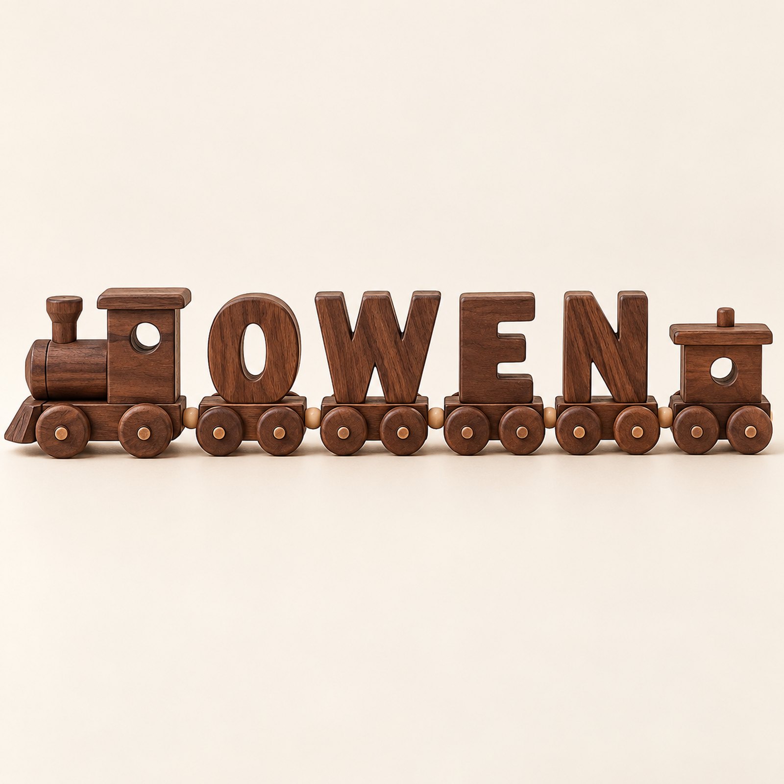 Dark brown name train spelling OWEN