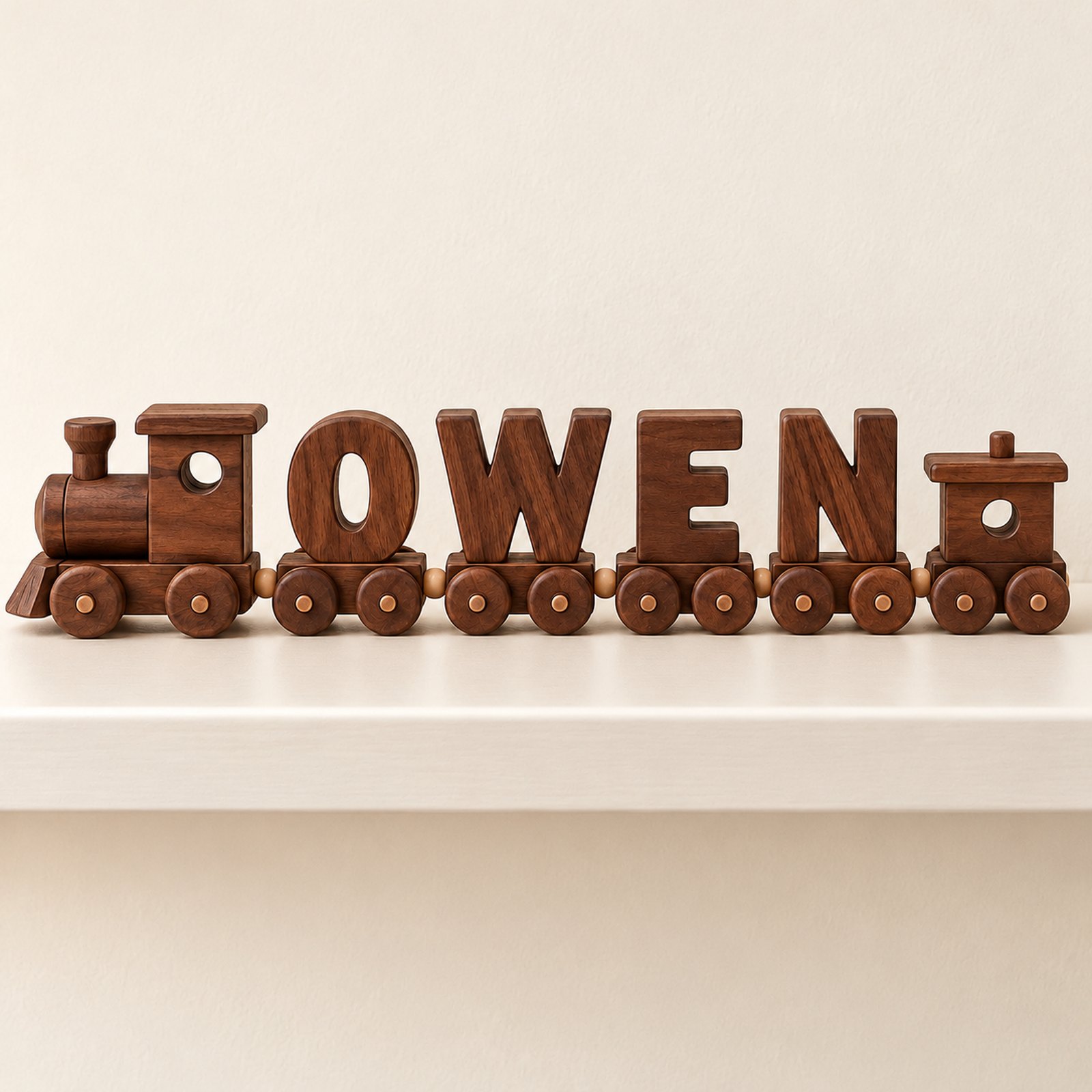 OWEN name train displayed on a shelf
