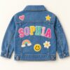 Blue kids jacket with SOPHIA patches on the back