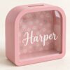 Pink rounded savings bank personalized Harper